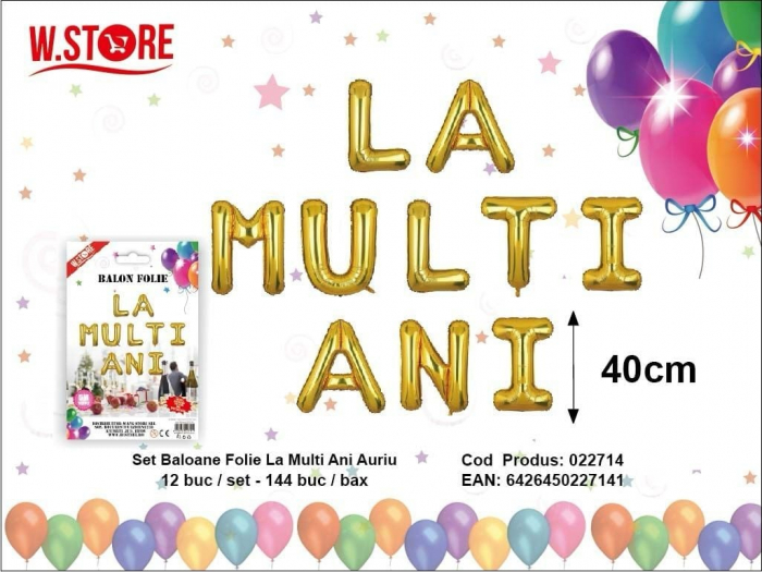Set Baloane din Folie LA MULTI ANI Auriu 40 cm – Decor Festiv pentru Aniversari si Petreceri  [2]