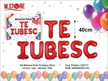  Set baloane folie TE IUBESC, 40cm, culoare rosu, decor romantic pentru aniversari si evenimente speciale [2]