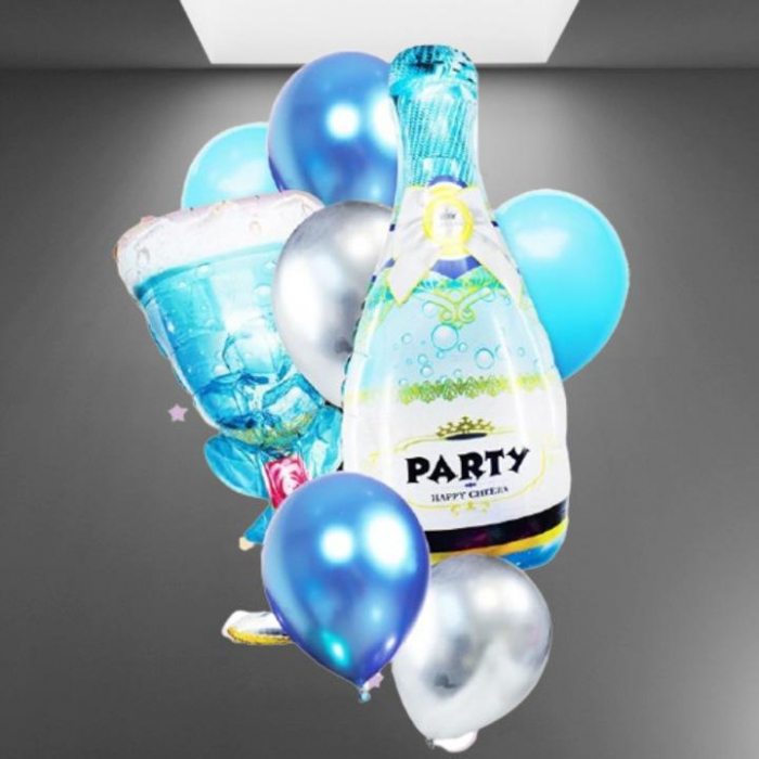 Set Baloane Sampanie Bleu – 7 Bucati, Decor pentru Petreceri si Evenimente,  [2]