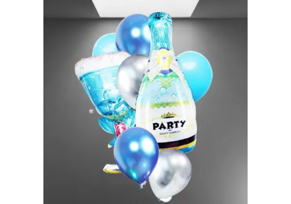 Set Baloane Sampanie Bleu – 7 Bucati, Decor pentru Petreceri si Evenimente,  [1]
