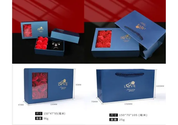 Set cadou, aranjament floral cu 6 trandafiri de sapun, compartiment pentru cadouri si punguta premium  [1]