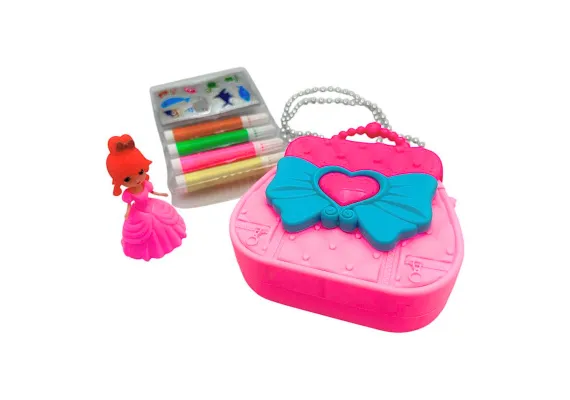 Set cadou pentru fetite cu poseta, papusa si plasa de colorat –  jucarie creativa,  [1]