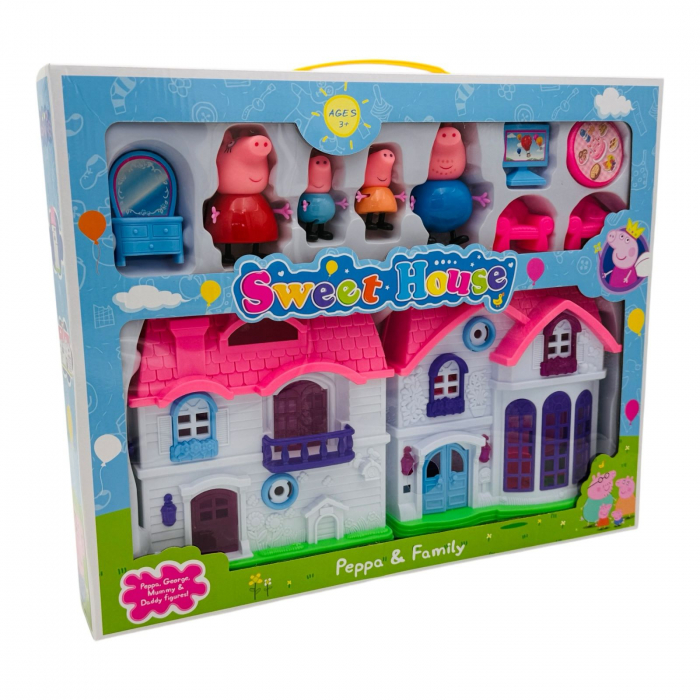 Set Casuta de Jucarie cu Mobilier si Figurine,Purcelusi nazdravani 43x35x6.8 cm - Distractie si Imaginatie pentru Copii  [3]