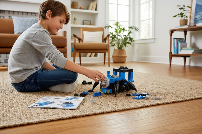 Set Constructie Train Adventure Charles – Trenulet Groaza, +86 piese, 18.5x14cm [5]