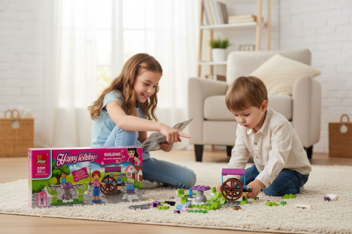 Set Constructie Happy Holiday pentru Fetite, 52 Piese, 19x9.5cm [3]