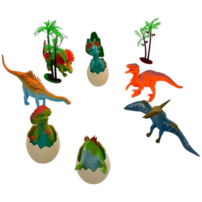 Set dinozauri cu oua si decor – figurine 7-8 cm, jucarie educativa pentru copii, tematica preistorica,  [2]