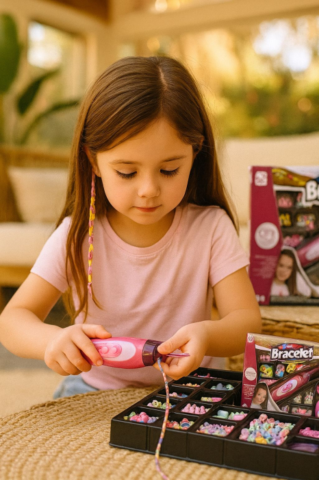 Set DIY Impletituri si Bratari pentru Par cu Margele si Aparat Twist – Joc Creativ pentru Copii, 35x25cm [2]