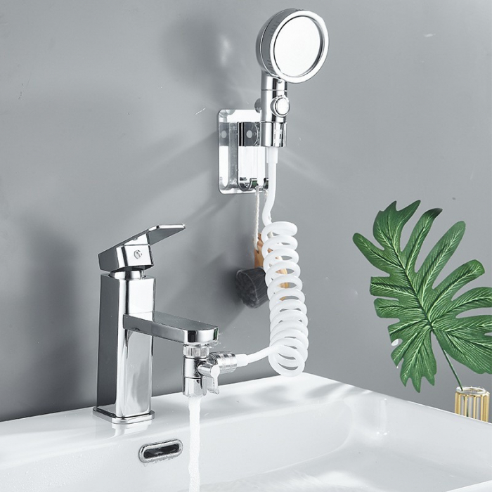 Set Extensie de Dus, , pentru Baterie Baie sau Bucatarie, 4 Piese, Filtru de Ioni Negativi, Furtun Flexibil de 1.5 Metri, Argintiu [11]