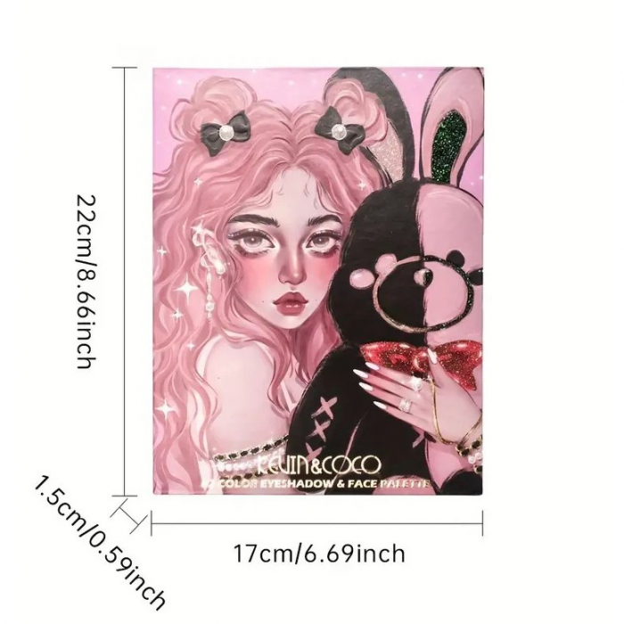 Set farduri 2 in 1 Kevin&Coco, paleta 62 nuante, mini paleta iluminator tip carte, rezistenta ridicata, 22 x 17 cm, 430 g, multicolor [8]