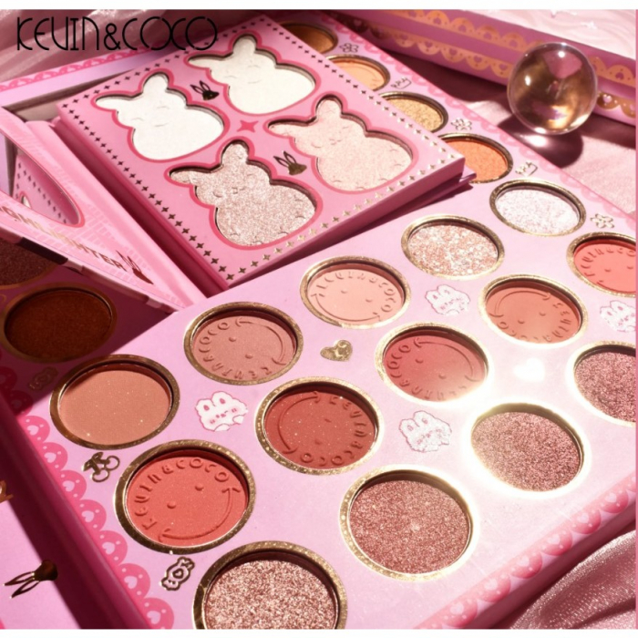 Set farduri 2 in 1 Kevin&Coco, paleta 62 nuante, mini paleta iluminator tip carte, rezistenta ridicata, 22 x 17 cm, 430 g, multicolor [3]