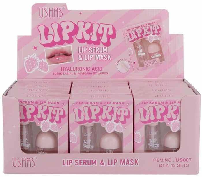Set Îngrijire Buze USHAS – Lip Serum & Lip Mask cu Acid Hialuronic, Hidratare & Regenerare  [2]