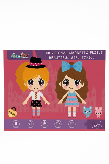 Set Magnetic Educativ cu Puzzle si Tablita de Scris – Beautiful Girl Topics , 22.5x16.5cm [1]