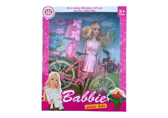 Set papusa cu bicicleta si accesorii, multicolor,  [1]