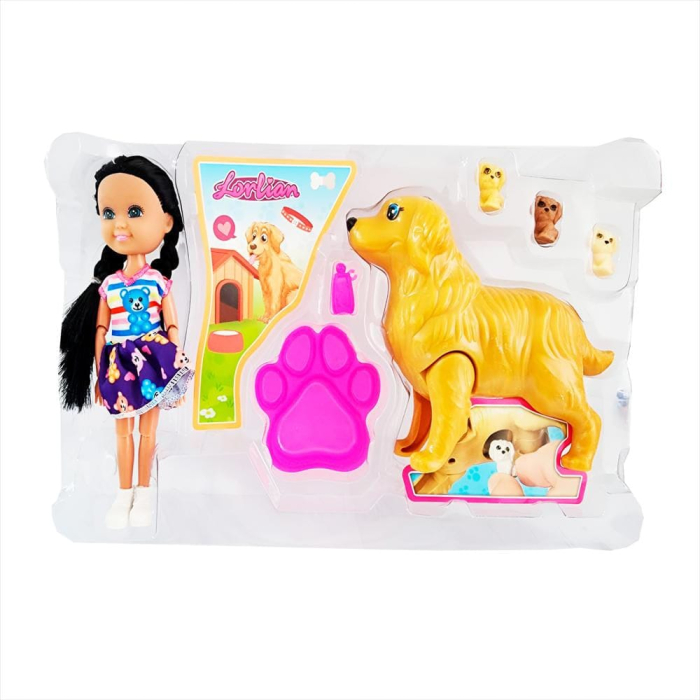 Set papusa cu catel si puiuti – accesorii ingrijire, bol labuta, 3+ ani, 28x18cm [2]