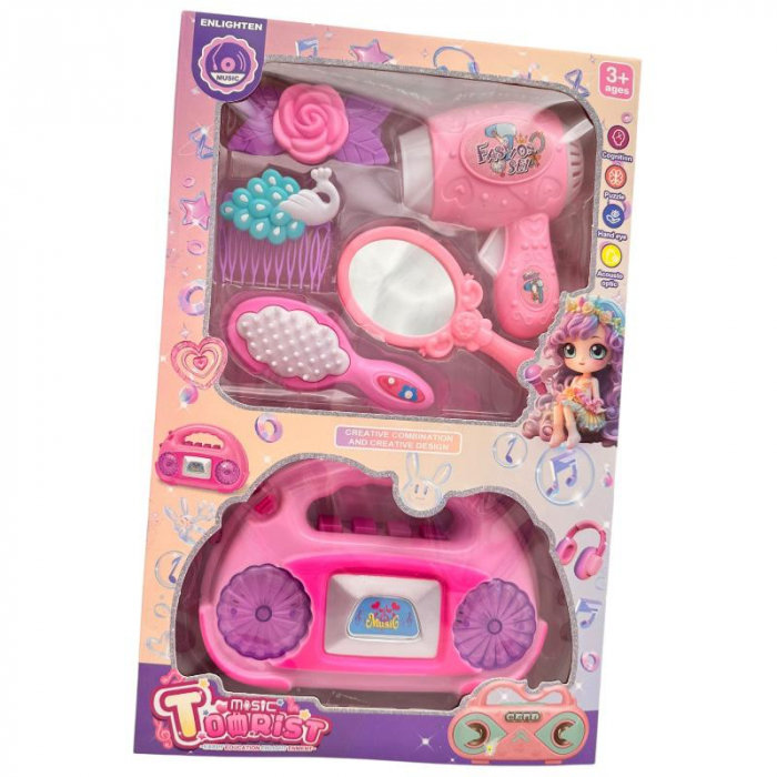 Set pentru fetite cu accesorii de frumusețe și Casetofon cu sunete, 31.5×20.5×6.5cm, +3ani,   [3]