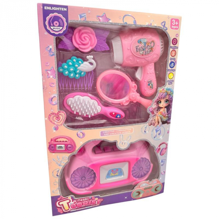Set pentru fetite cu accesorii de frumusețe și Casetofon cu sunete, 31.5×20.5×6.5cm, +3ani,   [2]
