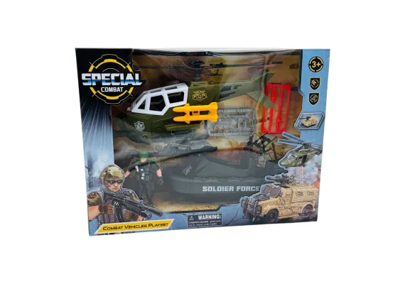 Set Special Combat - Barca Militara, Elicopter  si Figurina Soldat, 43X24X10.5CM  [1]