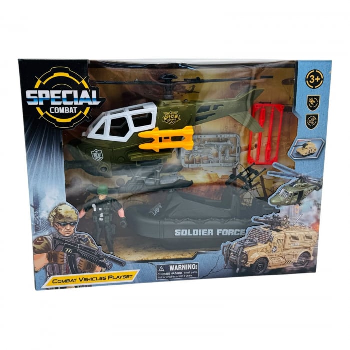 Set Special Combat - Barca Militara, Elicopter  si Figurina Soldat, 43X24X10.5CM  [3]