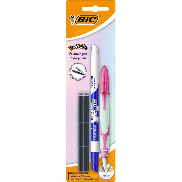 Set stilou Bic Easy Clic cu pic corector si 6 rezerve – scriere si corectare usoara pentru scoala,  [2]