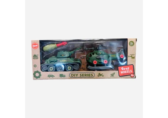 Set Tanc si Elicopter Army, sistem Do It Your self, cu surubelnita, 37×14.×9cm,   [1]