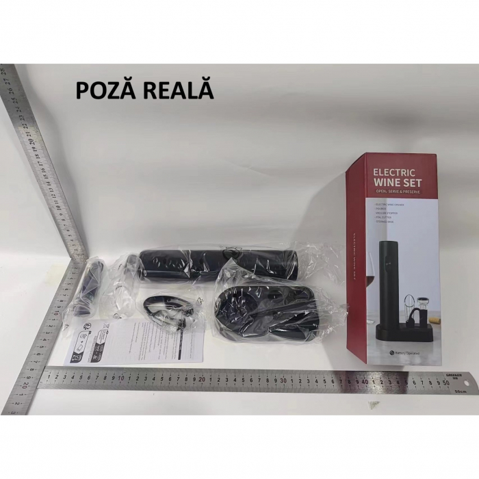 Set Tirbuson Electric din 5 piese, , Deschizator Electric, cu Baterii, Multifunctional, 23x14cm, Negru [5]