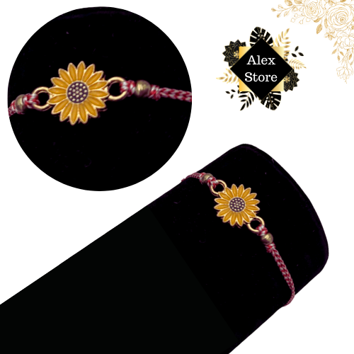 Set12 Bratari Martisor Floarea Soarelui, cu margele, snur reglabil  [3]