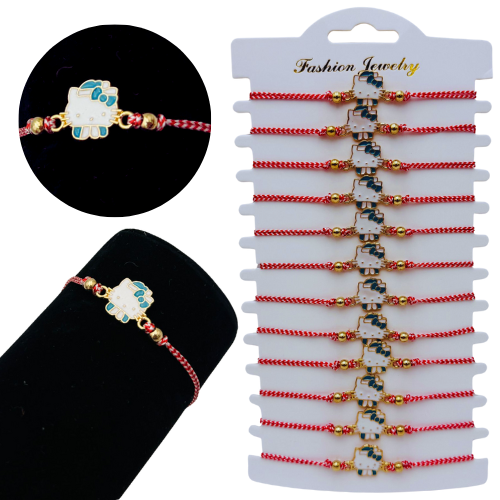 Set12 bratari Martisor Pisicuta dragalasa, cu margele si snur reglabil  [3]