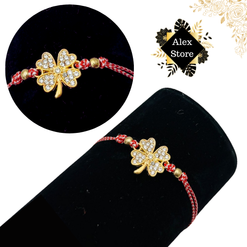 Set12 bratari Martisor Trifoi norocos, cu margele si snur reglabil  [4]