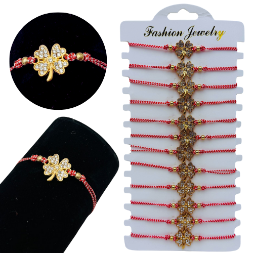 Set12 bratari Martisor Trifoi norocos, cu margele si snur reglabil  [3]