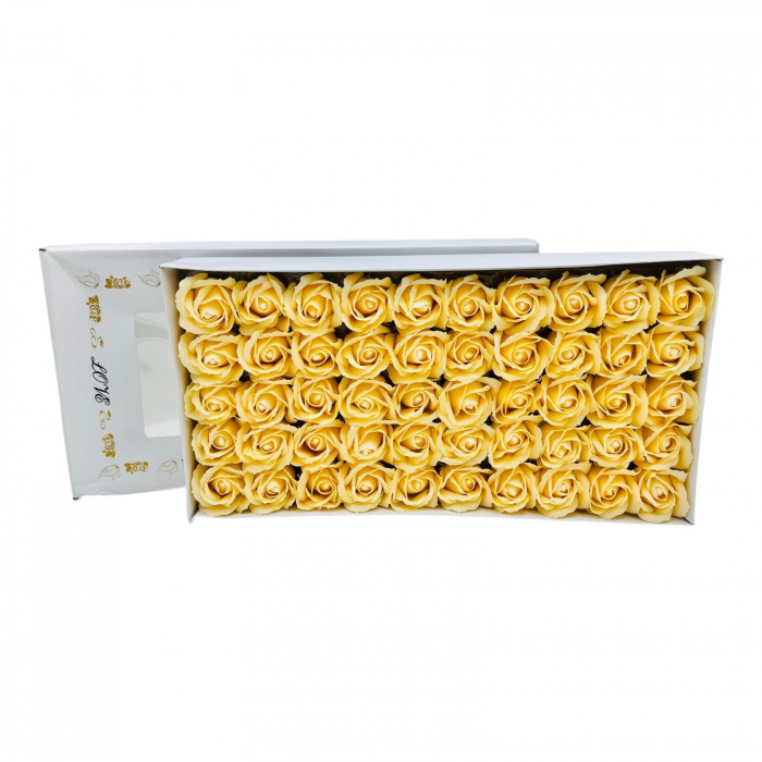 Setde 50 Trandafiri din Săpun Parfumat, galben intens– Eleganță și Profitabilitate 50x25cm  [2]