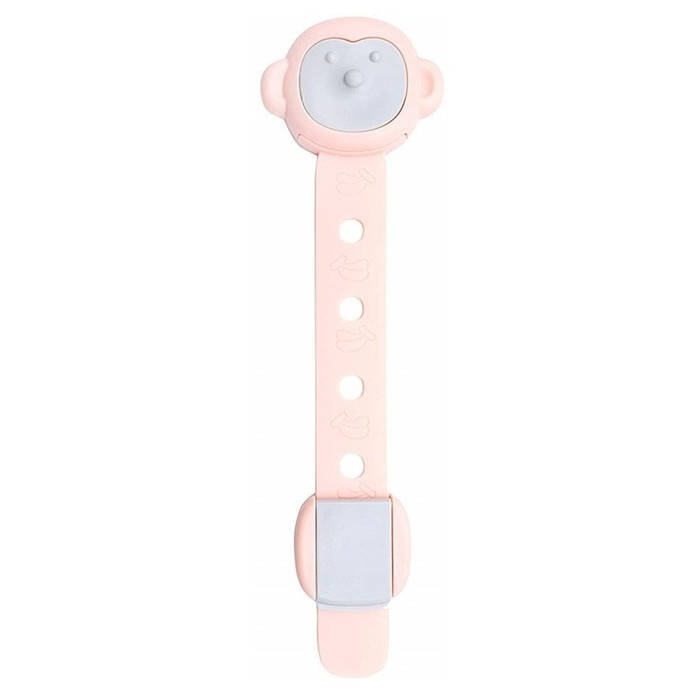 Siguranta pentru Usi Copii, , Sistem de Blocare Sertare, Dulap, Frigider, Adeziv, cu Sistem de Inchidere Dublu, Model Maimutica, Roz [1]