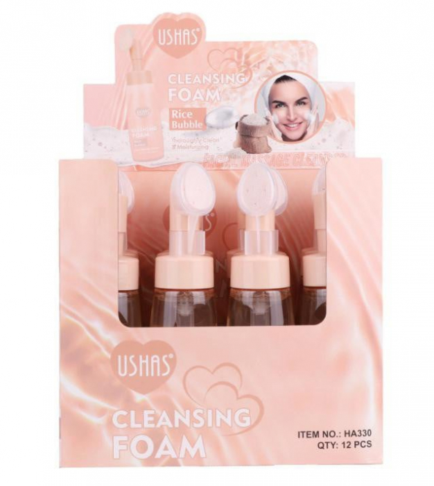 Spumă de Curățare Facială USHAS – Cleanser cu Orez și Bule Masaj, 240g  [2]