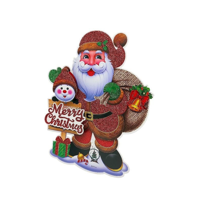 Sticker decorativ Craciun Mos Craciun 3D cu sclipici 22x18.5 cm [3]