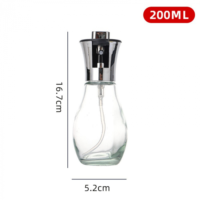 Sticla de ulei cu Pulverizator, , Sticla pentru Lichide de Bucatarie, Otet, Sos, 16.7 x 5.2 cm, Volum 200 ml, Silver [2]