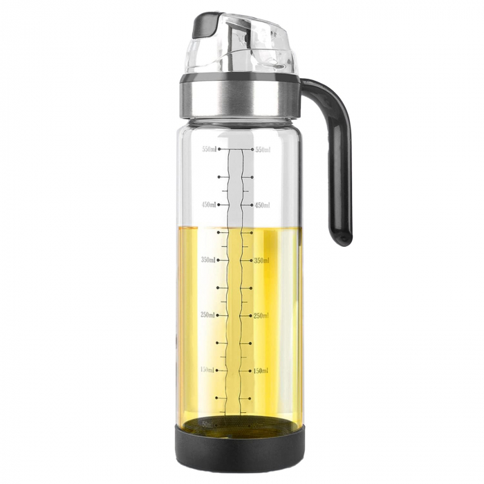 Sticla de ulei etansa cu deschidere inchidere, , Dispenser de ulei de bucatarie, Sos de soia, Otet, 500 ml, Transparent [1]