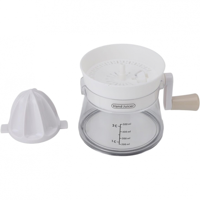 Storcator de Citrice Manual, , Rezistente, Usor de Folosit si Depozitat, Durabil, Calitativ, 16.5x13cm, Transparent/ Alb [3]