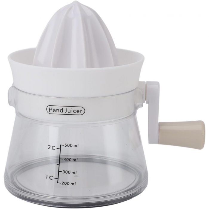 Storcator de Citrice Manual, , Rezistente, Usor de Folosit si Depozitat, Durabil, Calitativ, 16.5x13cm, Transparent/ Alb [1]
