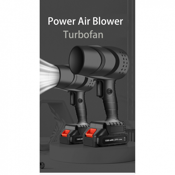 Suflanta de Aer Multifunctionala Portabila, , Incarcare Auto, pentru Gratar, Masina, Indepartare Frunze si Praf, 1500 mAh, Viteta de Rotatie 25000 RPM, 2 Baterii de Li si Incarcator, Negru [3]