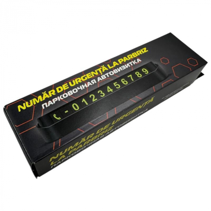 Suport auto parbriz cu afisaj numar de telefon 13.5 cm – placuta contact parcare masina, vizibil zi si noapte,  [3]