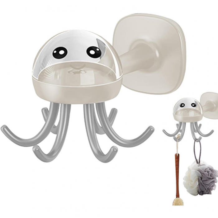 Suport Cuier pentru Perete, , Model Caracatita, Adeziv, 10 x 8.5 cm, 6 Brate, Crem [6]