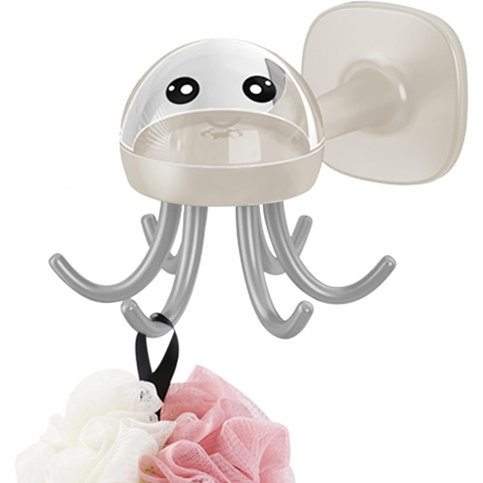 Suport Cuier pentru Perete, , Model Caracatita, Adeziv, 10 x 8.5 cm, 6 Brate, Crem [4]