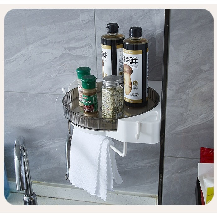 Suport Depozitare, , din Plastic, Rotativ 360 grade, Montare fara Perforatii, pentru Baie/Bucatarie, Gri [3]