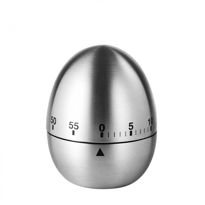 Cronometru de Bucatarie, , Mecanic, Forma de Ou, din Otel Inoxidabil, 60 min Timer, 8 x 6 cm, Argintiu [1]