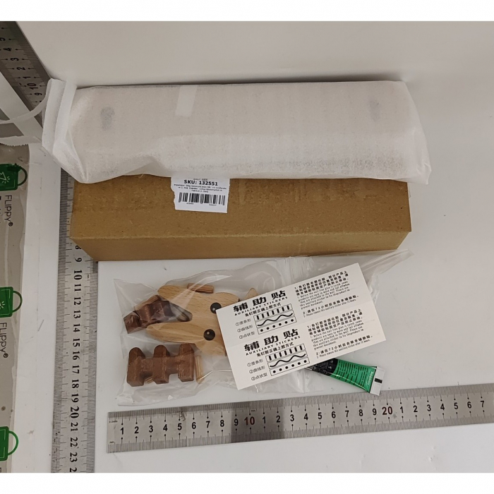 Suport pentru Chei, , din Lemn, Aplicare fara Perforare, Adeziv Inclus, 5 Carlige Albe, Model Iepure, Greutate Suportata 5 kg, 13.5 x 22 cm, Maro [2]