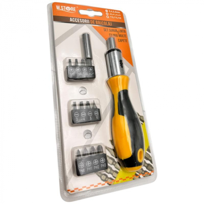 Surubelnita multifunctionala Bossram cu maner ergonomic si set 20 biti interschimbabili pentru utilizare versatila,  [3]