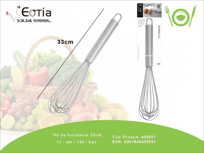 Tel universal din inox 33 cm, forma de para – Ustensila profesionala pentru batut oua, creme, sosuri si aluat,  [2]