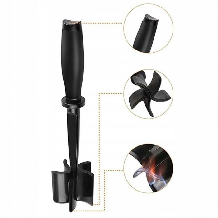 Tocator de Carne Manual, , cu Lama pentru Tocarea si Amestecarea Carnii, 28x6cm, cu 5 Lame Curbate, Rezistent la Caldura, Multifunctional, Plastic Rezistent, Negru [4]