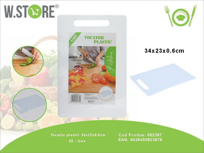 Tocator din plastic rezistent pentru bucatarie 34x23x0.6 cm – Tocator alimentar pentru legume, fructe si carne, usor de curatat si igienic,  [2]