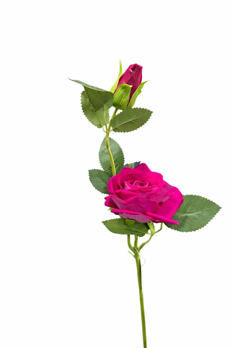 Trandafir artificial, 45 cm, Fir cu boboc, Mov [2]