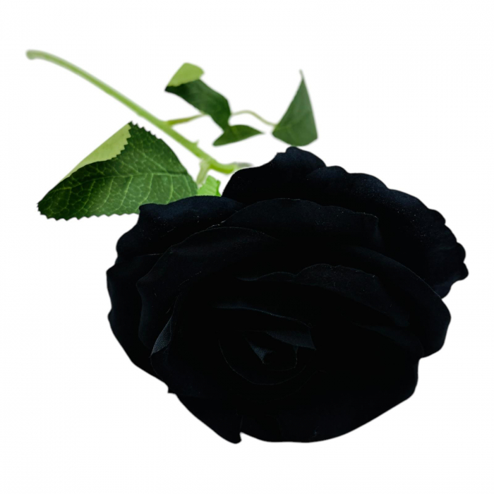 Trandafir elegant artificial, 51cm, calitate superioara, negru intens,   [3]